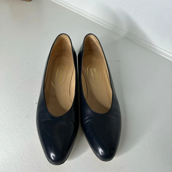 Joel Parker 7.5 AAA Handcrafted Italy Dark Navy and Gold Slip on Loafers - Picture 3 of 7